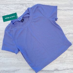 SHEIN Purple Ribbed Crop Top